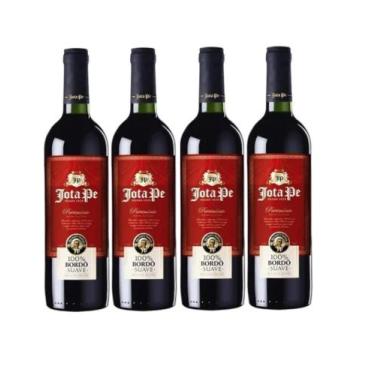 Imagem de Kit 4 Un Vinho de Mesa Jota Pe Bordô Suave 750 ml