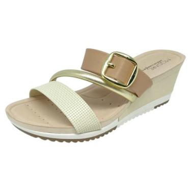 Imagem de Tamanco Feminino Anabela Salto Baixo Ultra Conforto Modare, Nude, Dour