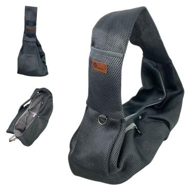 Imagem de Bolsa de Transporte Pet Sling Ideal Importados Cães e Gatos Pequeno Porte Poliéster Cinza BSL3907