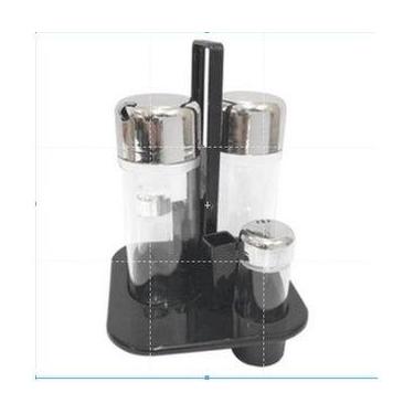 Imagem de Galheteiro Cromado de mesa 5 Peças Saleiro Azeite Pimenteiro Vinagre -