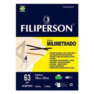 Imagem de Bloco Desenho A4 Milimetrado 63g 50 Folhas Filipinho - Filipaper