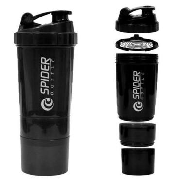 Imagem de Coqueteleira Shaker 500ml Spider Bottle 3 Divisões Academia Preto - Sh