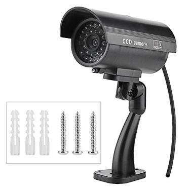 Imagem de Câmera de segurança fictícia à prova d'água, sistema de vigilância CCTV falso bala com luz LED intermitente, uso interno/externo, alimentado por 2 pilhas AAA, para residências e negócios