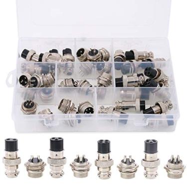 Imagem de Hilitchi Kit de 40 peças 2 3 4 5 pinos 16 mm rosca macho painel fêmea metal aviação fio conector plugue de cabo conjunto (2 pinos/3 pinos/4 pinos/5 pinos)