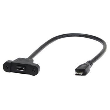 Imagem de zdyCGTime Cabo de montagem em painel de 30 cm, micro USB macho para fêmea, extensão de dados de instalação de parafuso auricular, sincronizar carregamento e transferência