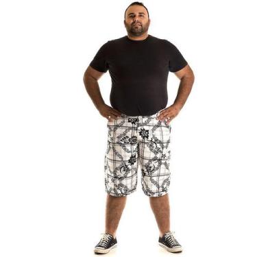 Imagem de Bermuda Masculina Bolso Faca Sarja Estampada Plus Size 10706 - Konciny