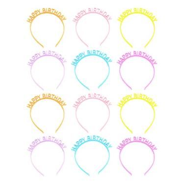 Imagem de 12 peças arco-íris faixa presente coroas design acessórios aro cabelo carta para suprimentos de plástico faixa de cabelo mulheres roupas decorativas crianças tiara adultos