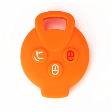 Imagem de YJADHU Capa de silicone para chave de carro com controle remoto flip, apto para Mercedes Benz Smart City Coupe Cabrio Crossblade Fortwo Roadster K Forfour, laranja