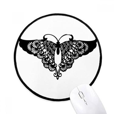 Imagem de DIYthinker Borboleta com contorno de asa de babado tapete de mouse desktop escritório tapete redondo para computador
