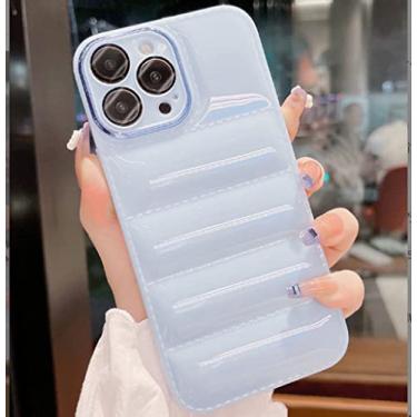 Imagem de Candy Color Down Shape Capa de Telefone Durável para iPhone 14 13 12 11 Pro Max XR XS X 7 8 Plus SE Mini Capa de Telefone Moda Moderna, Azul Claro, Para iPhone XS MAX