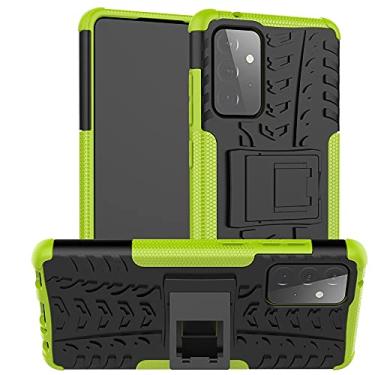 Imagem de Capa protetora de telefone compatível com Samsung Galaxy A72, TPU + PC Bumper híbrido capa robusta de grau militar, capa de telefone à prova de choque com suporte (cor: verde)