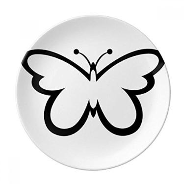 Imagem de Prato de borboleta preto simples voando preto decorativo de porcelana salver louça de jantar