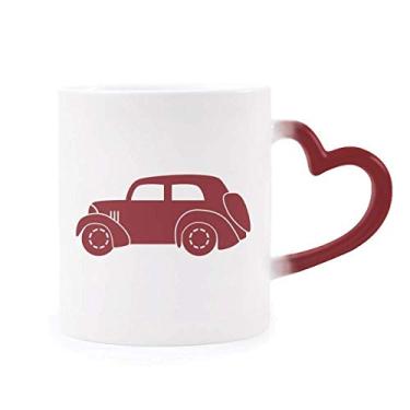 Imagem de Caneca geométrica clássica de carros com contorno vermelho sensível ao calor Caneca vermelha que muda de cor