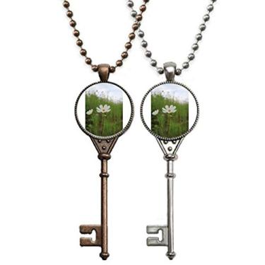 Imagem de OFFbb-USA Colar duplo branco Cosmos Art Deco Presente Fashion Chaveiro Pingente Joias Decoração Casal