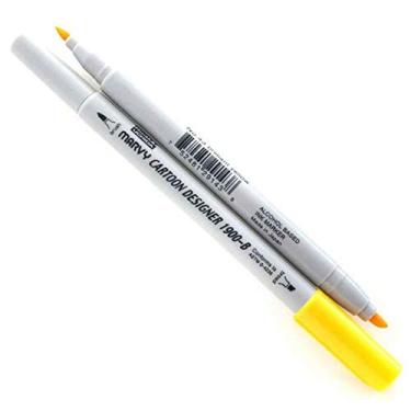 Imagem de Caneta Marcador Artístico Marvy Uchida Cartoon Designer Ponta Dupla no. 43 Brillant Yellow 1900-B