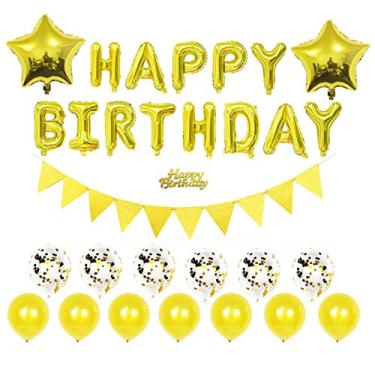 Imagem de Tempaky Conjunto de decorações de festa de aniversário para meninos, meninas e mulheres, suprimentos para festas de aniversário de bebês, balões de feliz aniversário, cortinas de banner para decoraçõe