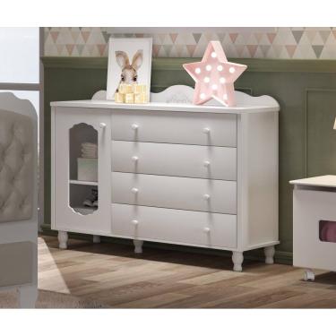 Imagem de Cômoda Sapateira Elegance Fiorello Cor Branca Acetinado