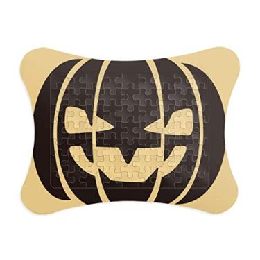 Imagem de Moldura de quebra-cabeça de abóbora sorridente, preta, decoração de quadros, ornamento de jogo de quebra-cabeça