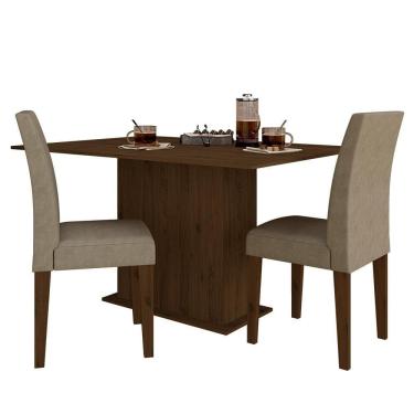 Imagem de Mesa De Jantar 2 Cadeiras Atenas Imbuia/suede Capuccino - M. Arapongas