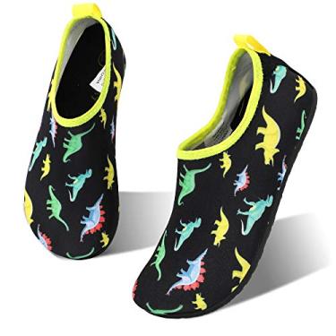 Imagem de Meias infantis hiitave para piscina e bebês de secagem rápida e antiderrapante, com pés descalços para nadar e nadar na praia, Black/Dinosaur, 6-7 Toddler