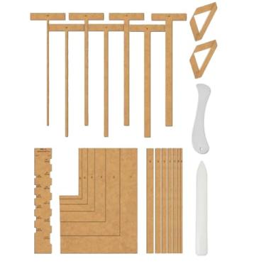 Imagem de Kit Gabarito Cartonagem Wire-O Esquadros Espatula Vinco Mdf Iniciante