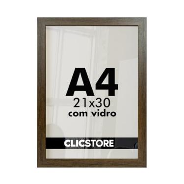 Imagem de CLICSTORE, Moldura A4 21X30cm Com Vidro e Fundo Para Quadros Retratos Certificado Diplomas Cor:Tabaco