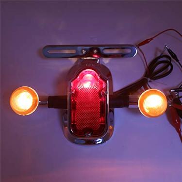 Imagem de XKMT-MOTORPARTS, Cauda de freio de metal fumê cromado para motocicleta com sinal de luz compatível com bicicleta de motocicleta dupla grande [P/N: XH3118B-A-01-CD+SK]