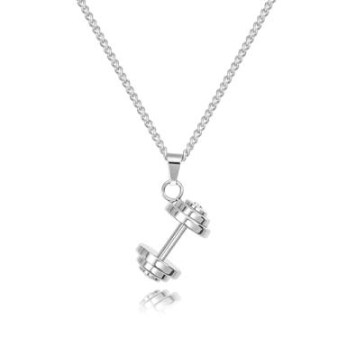 Imagem de SDA Colar com pingente de haltere de aço inoxidável, à prova d'água, Middle, Aço inoxidável, Sem Pedra Preciosa