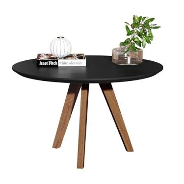 Imagem de EcomHome Mesa de Centro Sala de Estar pés Madeira tampo Preto