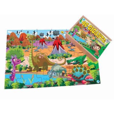 Imagem de Quebra-Cabeça Infantil Gigante Dinossauros - 12 peças - Simque