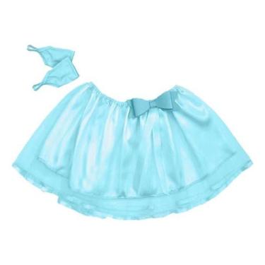 Imagem de Saia Infantil Tutu Azul com Laço e Luvas - Fantasias Carol FSP, Azul, 