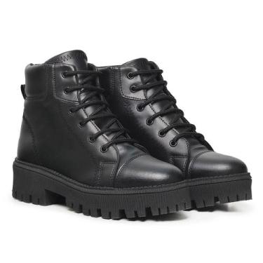 Imagem de Coturno Feminino Bota Tratorado Cano Baixo Improvizzo, Preto, 36