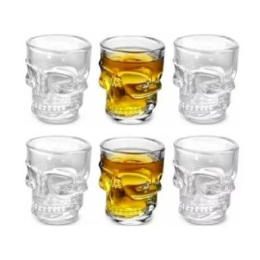 Imagem de Kit 6 Copos Shot Caveira Vidro Dose Skull Viking Tequila - Dynasty