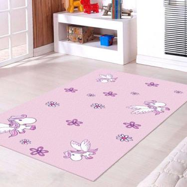 Imagem de Tapete Infantil Unicórnios Rosas 60x120cm - Style Brazil