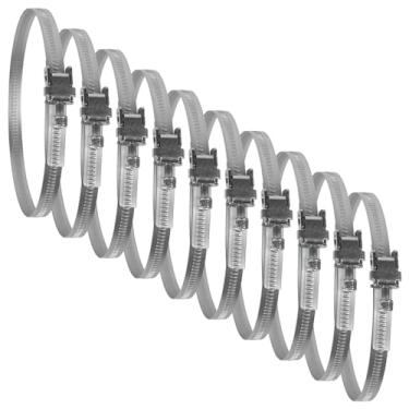 Imagem de Braçadeira de duto de 10 cm - 10 peças de braçadeiras de mangueira de duto de aço galvanizado ajustáveis com engrenagem helicoidal - Fixador de amplo diâmetro para dutos flexíveis (pacote com 10)