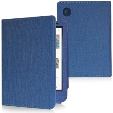 Imagem de JKhandy Capa para Kobo Clara BW (modelo N365)/Kobo Clara Color (modelo N367) versão 2024, capa protetora de couro PU com fecho magnético, azul marinho