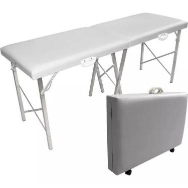Imagem de Maca dobrável portátil BRANCA Premium - Estética/Hospitalar - 230kg - 