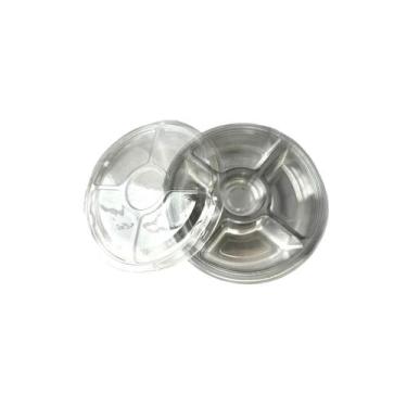 Imagem de 100un Bandeja Plástica Petisqueira C/ Tampa Descartável - Mor