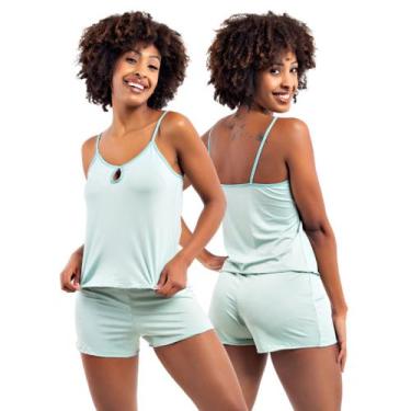 Imagem de Short Doll Feminino Pijama de Dormir sem Bojo Curto Viére, GG, Verde