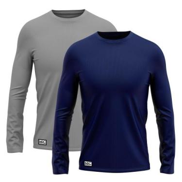 Imagem de Kit 2 Camiseta Masculina Proteção UV 50+ Térmica Segunda Pele Várias C