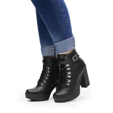 Imagem de Bota Feminina Bredeni Tratorada Plataforma Salto Alto, 35, Preto, Femi