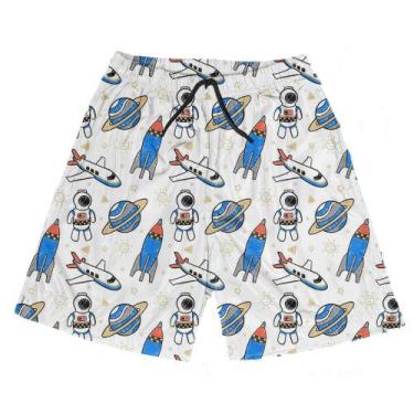 Imagem de Short Praia Shorts Banho Bermuda Verão Astronauta Planetas Cartoon 474