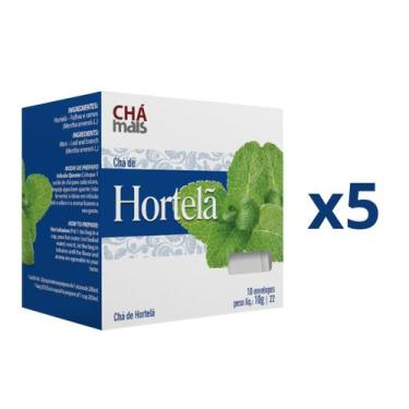 Imagem de Chá de Hortelã Kit com 5 Caixas de 10 Sachês cada - Chá Mais, Hortelã,
