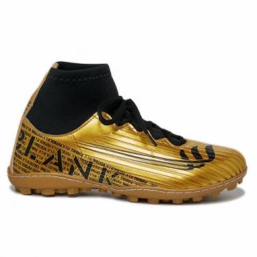 Imagem de Chuteira Society Dourada Botinha Blank Star Totalmente Costurada 33 ao