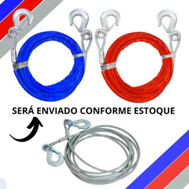 Imagem de Cabo Reboque Aço Puro 4 Metros Carro Guincho Moto Veiculo 4 Ton - Cabo