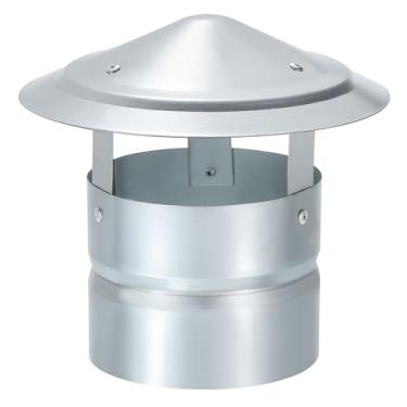 Imagem de YOKIVE 1 peça de tampa de chaminé redonda de 12 cm, tampa de chaminé superior de cone de ferro galvanizado | Tampa de tubo de fogão, ótimo para telhado de combustão de ventilação externa