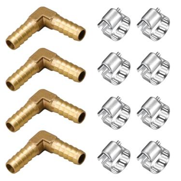 Imagem de Napredak Mangueira de latão encaixe de farpa cotovelo de 90 graus, conector de emenda de farpa de 3/20.3 cm, kit de reparo de mangueira em forma de L de 2 vias para ar água, óleo, gás, tubo de