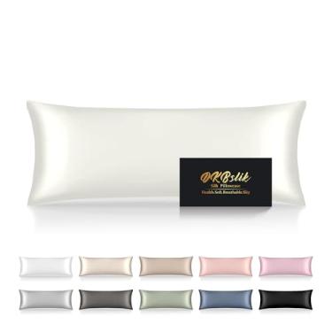 Imagem de Capas de travesseiro de seda, capa de almofada corporal de seda amoreira com zíper, suave, anti-acne, sono refrescante, ambos os lados, cetim de seda natural, 51 x 132 cm, presentes para mulheres e