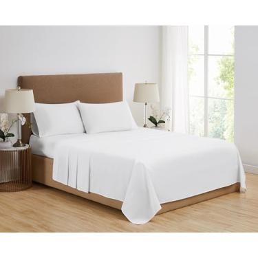 Imagem de Vince Camuto Conjunto de lençóis King divididos com 5 peças CVC Cooling 1200TC, branco, tema de cor sólida, certificado Oeko-TEX Confidence