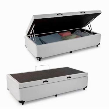 Imagem de Cama Box Solteiro com Baú Sintético Branco, Blindado RC - Real Comfort
